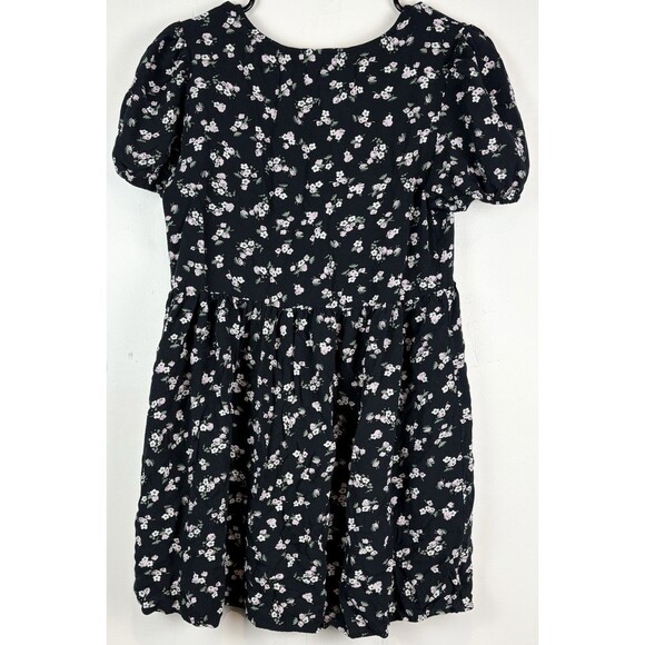 Coquette Milkmaid Dress Cottagcore Whimsigoth Puff Sleeve Black Floral Med, BP. - Picture 6 of 7
